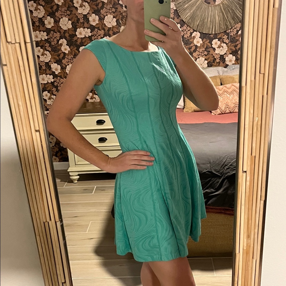 Signature by Robbie Bee Aqua Cap Sleeve Mini Dress
